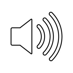 Speaker line icon. Simple loudspeaker and sound or voice signals. Vector illustration