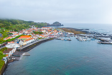 Aerial view of Lajes village at Pico island in Portugal