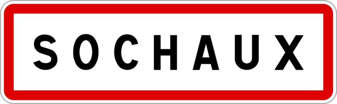 Panneau entr&eacute;e ville agglom&eacute;ration Sochaux / Town entrance sign Sochaux