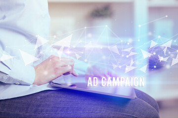 Close up hands using tablet