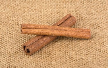 cinnamon stick on burlap