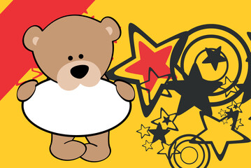 cute  baby teddy bear character cartoon signgboard background in vector format