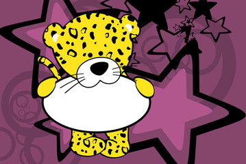 chibi baby leopard cartoon background in vector format