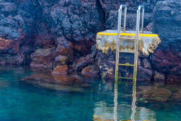 Natural pool at Velas town at Sao Jorge island at the Azores, Portugal