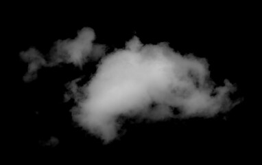 White Cloud Isolated on Black Background.