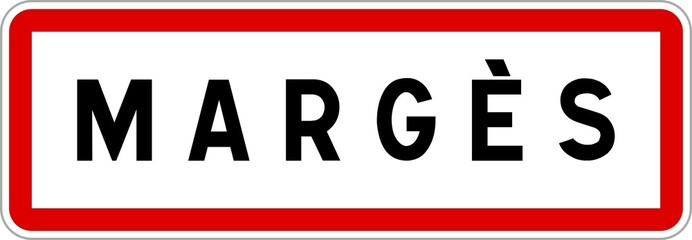 Panneau entrée ville agglomération Margès / Town entrance sign Margès