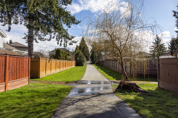 Scenic Path in a Residential Residential neighborhood in Modern City Suburbs