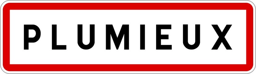 Panneau entrée ville agglomération Plumieux / Town entrance sign Plumieux