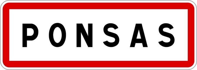 Panneau entrée ville agglomération Ponsas / Town entrance sign Ponsas