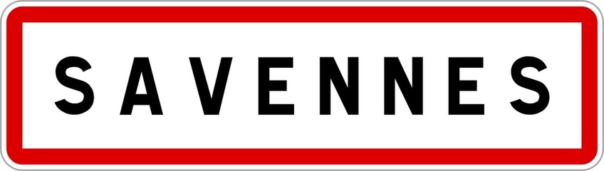 Obraz premium Panneau entrée ville agglomération Savennes / Town entrance sign Savennes