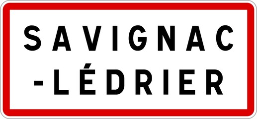 Panneau entrée ville agglomération Savignac-Lédrier / Town entrance sign Savignac-Lédrier