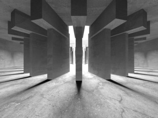 Abstract architecture background. Empty rough concrete interior
