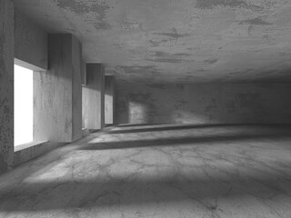 Abstract architecture background. Empty rough concrete interior