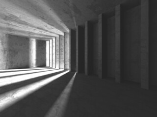Abstract architecture background. Empty rough concrete interior