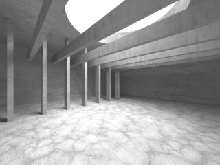 Dark Concrete Wall Architecture. Empty Room