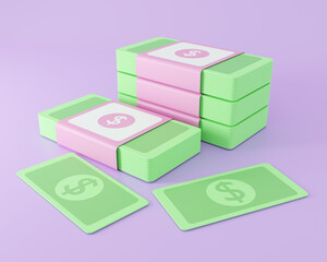 Obraz premium Banknotes.3D Money concept. 3d render illustration