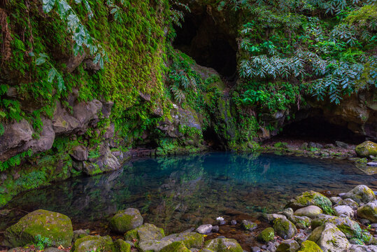 Poco Azul pond at Sao Miguel island at the Azores, Portugal