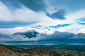 landscape with clouds over lake