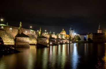 Fototapeta na wymiar Amazing view of Charles bridge in Prague Czech Republic at night