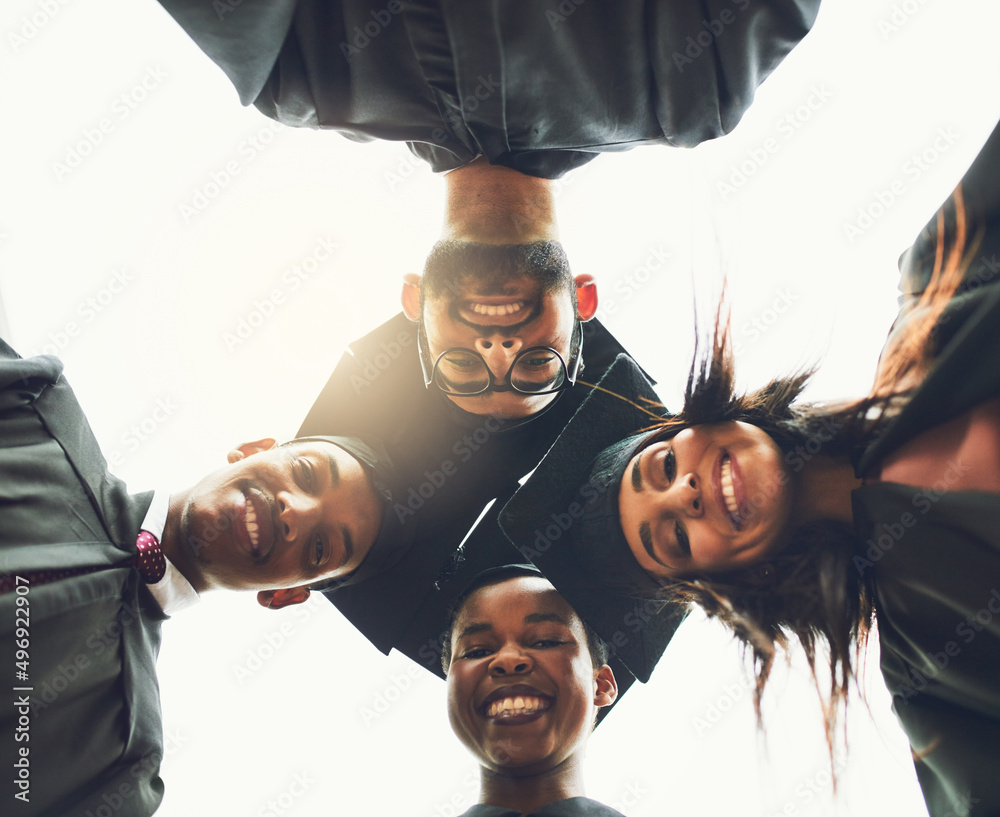 Aufkleber surround yourself with the dreamers and the doers. low angle shot of a group of fellow students stan