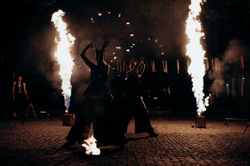 fire show at the event at night