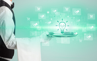 Waiter serving business idea concept