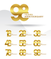 Set of Anniversary logotype and gold color with white background for celebration