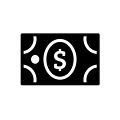 Banknot dolarowy, symbol pieniędzy, płatności i finansów - ikona wektorowa	