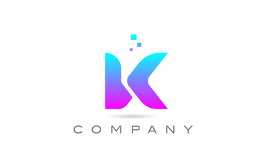 Fototapeta premium pink K alphabet icon letter logo design. Creative template for business with dots