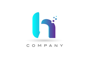H blue dot alphabet letter logo design. Creative icon template for company and business