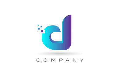 D blue dot alphabet letter logo design. Creative icon template for company and business