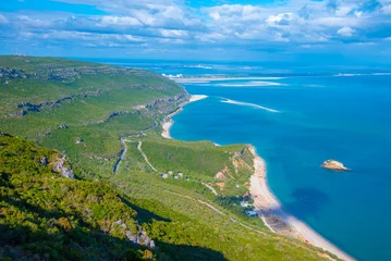 Fototapete Rund Green coastline of natural park of Arrabida near Setubal in Portugal © dudlajzov