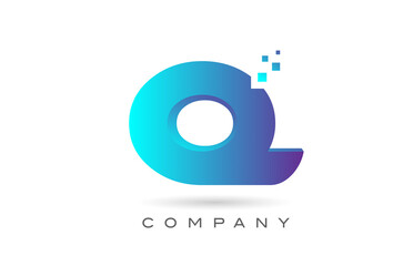 Q alphabet letter logo icon design with  blue dot. Creative template for company and business