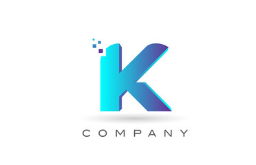 K alphabet letter logo icon design with  blue dot. Creative template for company and business