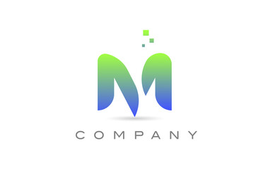 M green alphabet letter logo icon. Creative design template for business and company