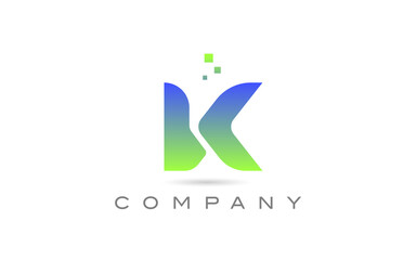 K green alphabet letter logo icon. Creative design template for business and company