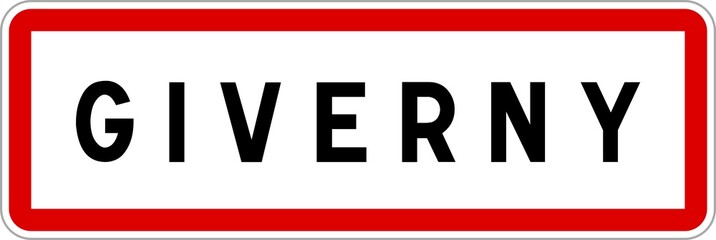 Panneau entrée ville agglomération Giverny / Town entrance sign Giverny