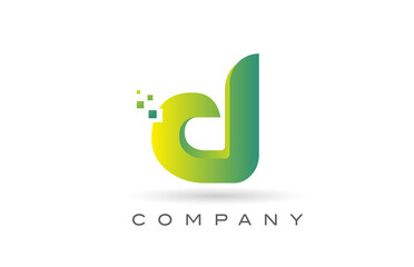 D alphabet letter logo icon design with  green dot. Creative template for company and business