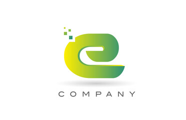 E alphabet letter logo icon design with  green dot. Creative template for company and business