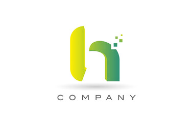 H alphabet letter logo icon design with  green dot. Creative template for company and business