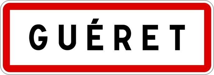 Panneau entrée ville agglomération Guéret / Town entrance sign Guéret - obrazy, fototapety, plakaty