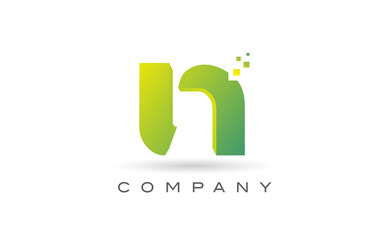 N alphabet letter logo icon design with  green dot. Creative template for company and business