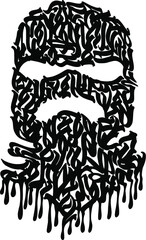 Vector image of a balaclava in the style of calligraphy. - obrazy, fototapety, plakaty