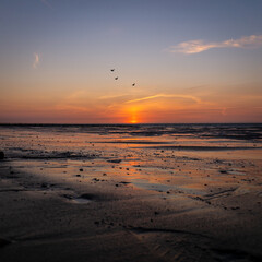 Strand Sonnenuntergang Niederlande, Holland, Wattenmeer