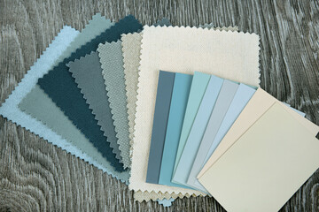 close up of the grey blue  upholstery fabric texture and color choice for interior