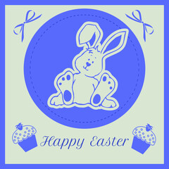Lovely hand drawn Easter design, cute bunnies and colorful eggs, , invitations, banners, wallpapers - vector design	
