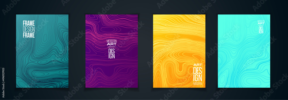 Poster minimalistic hipster colored frame design. vector line gradient halftone. frame for text modern art 