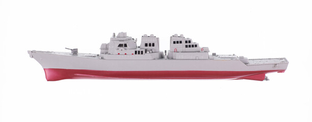 model nautical military ship isolated on white background