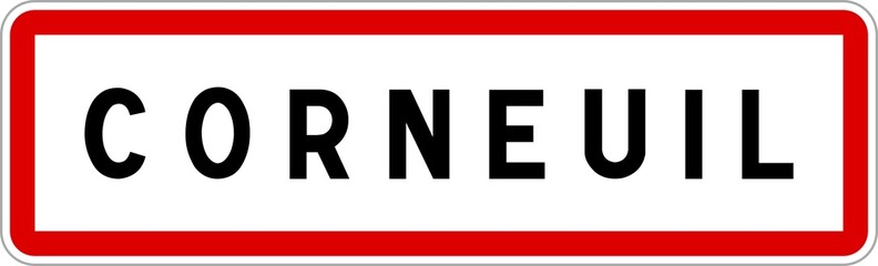 Fototapeta premium Panneau entrée ville agglomération Corneuil / Town entrance sign Corneuil