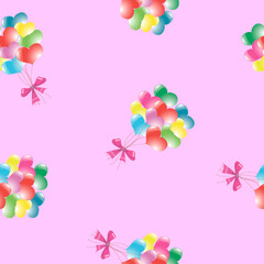 Funny Colorful Seamless pattern with balloons. Vector Decorative Holiday Background.